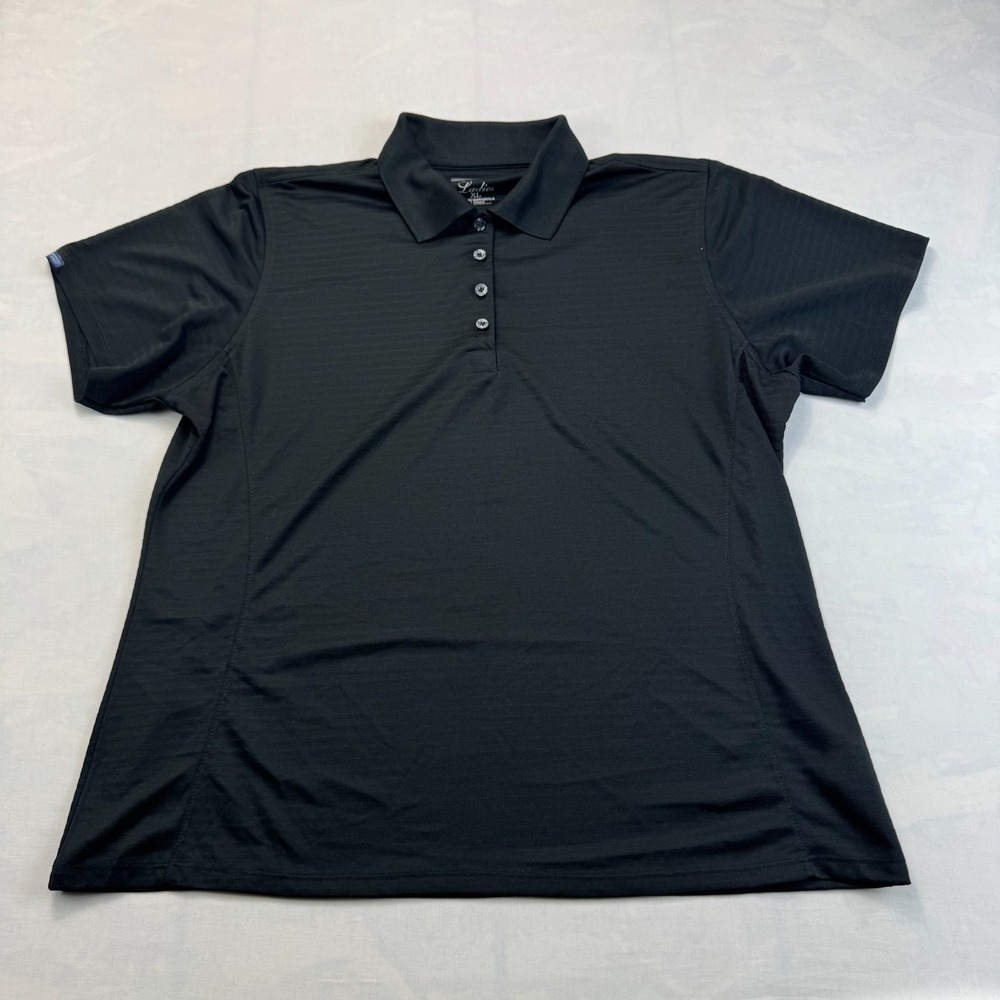 Bermuda Sands Polo Shirt Womens XL Black Golf Performance Short Sleeve Popover